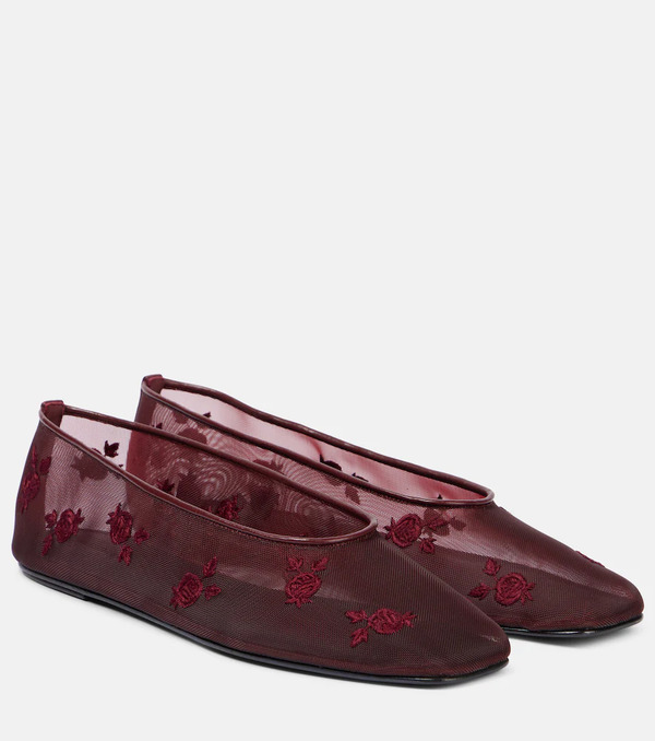  Magda Butrym Magda Butrym Embroidered Mesh Ballet Flats 