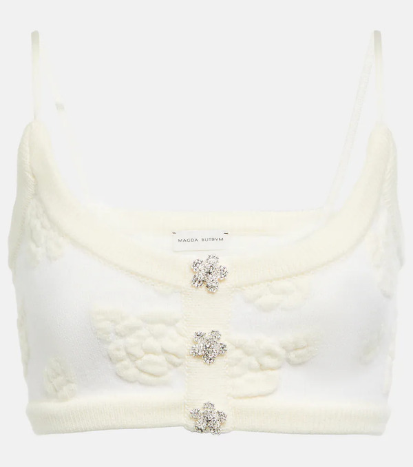  Magda Butrym Magda Butrym Embroidered Wool-blend Crop Top 
