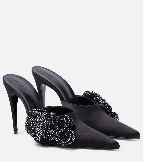  Magda Butrym Magda Butrym Floral-applique Embellished Satin Mules 