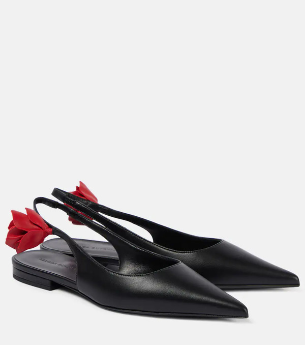  Magda Butrym Magda Butrym Floral-applique Leather Slingback Flats 