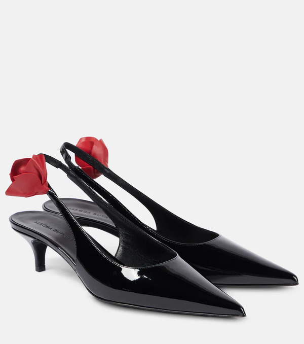  Magda Butrym Magda Butrym Floral-applique Leather Slingback Pumps 
