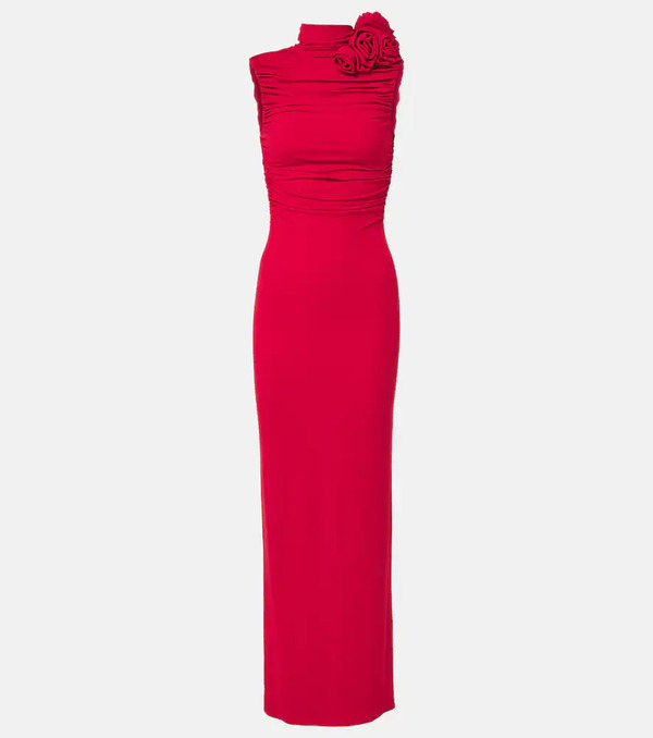  Magda Butrym Magda Butrym Floral-applique Ruched Jersey Gown 