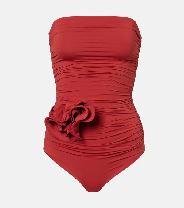  Magda Butrym Magda Butrym Floral-applique Ruched Swimsuit 