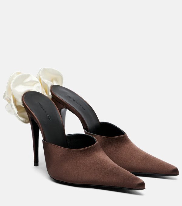  Magda Butrym Magda Butrym Floral-applique Satin Mules 