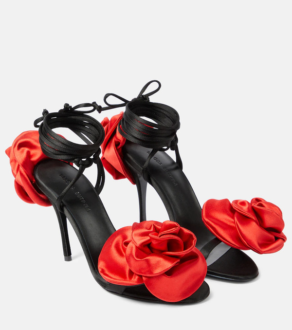  Magda Butrym Magda Butrym Floral-applique Satin Slingback Sandals 
