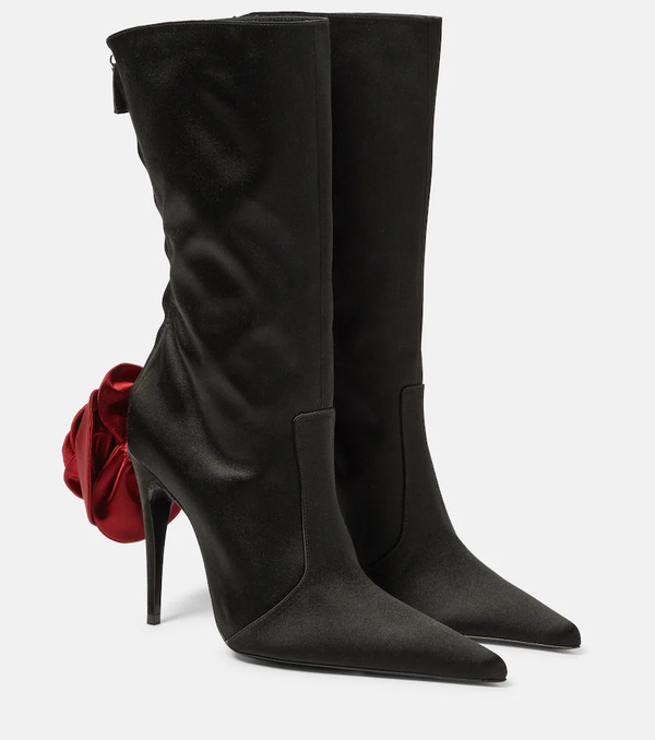  Magda Butrym Magda Butrym Floral-applique Satin Sock Boots 