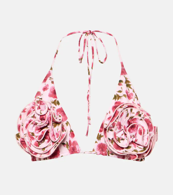  Magda Butrym Magda Butrym Floral-applique Triangle Bikini Top 