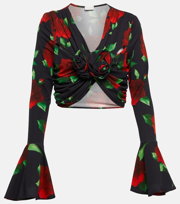  Magda Butrym Magda Butrym Floral Ruched Crop Top 