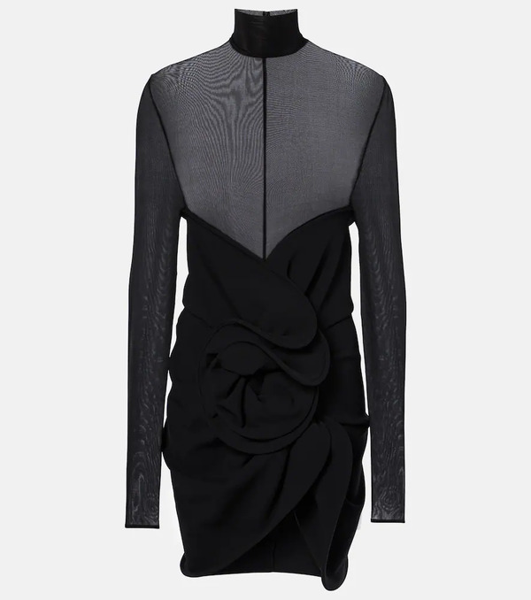  Magda Butrym Magda Butrym Gathered Sheer Wool-blend Minidress 