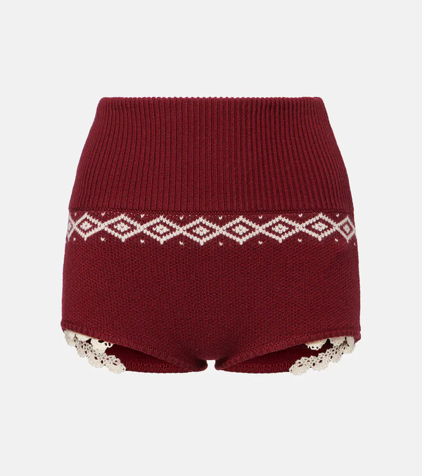  Magda Butrym Magda Butrym Lace-trimmed Wool Jacquard Shorts 