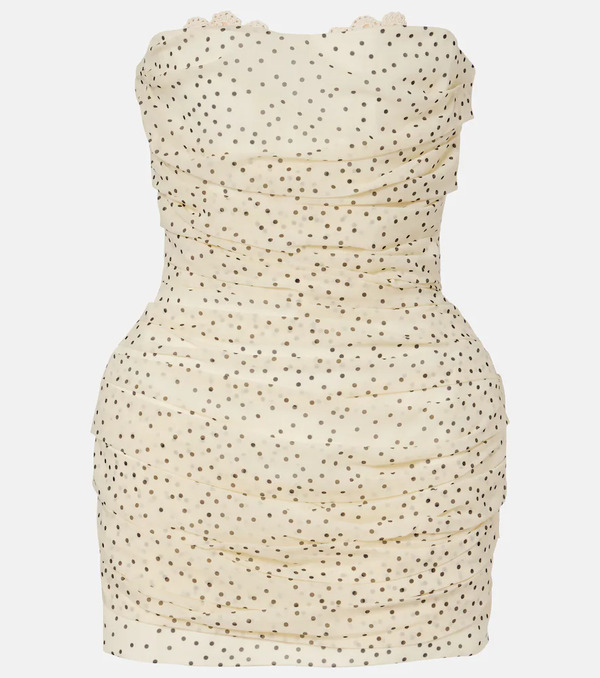  Magda Butrym Magda Butrym Polka-dots Ruched Silk-blend Minidress 