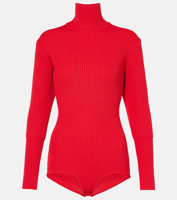  Magda Butrym Magda Butrym Ribbed-knit Turtleneck Bodysuit 