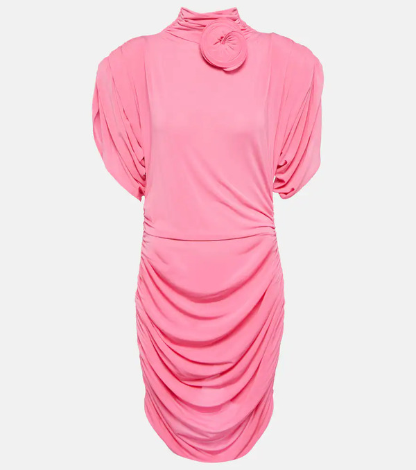  Magda Butrym Magda Butrym Rose-applique Ruched Jersey Minidress 