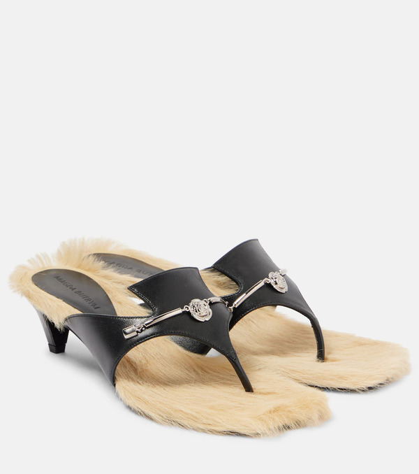  Magda Butrym Magda Butrym Shearling-trimmed Leather Sandals 
