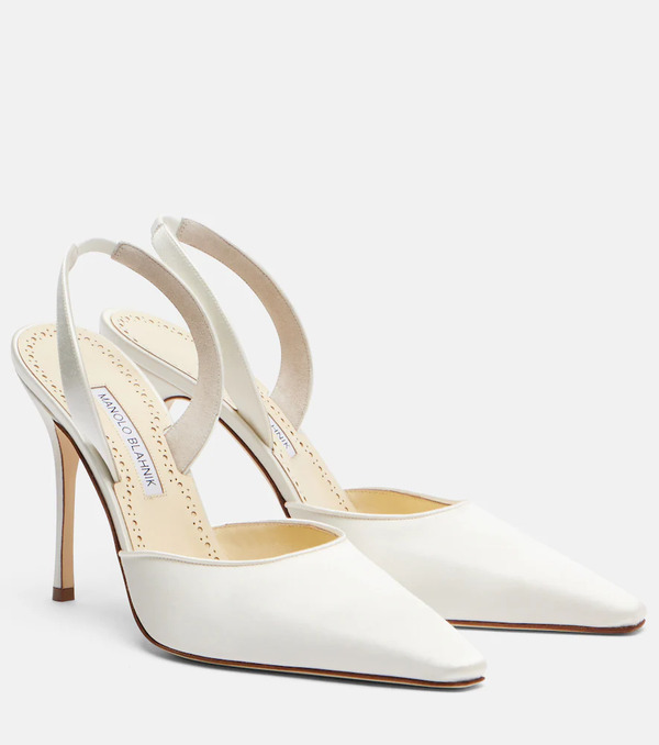  Manolo Blahnik Manolo Blahnik Borelapla Satin Slingback Pumps 