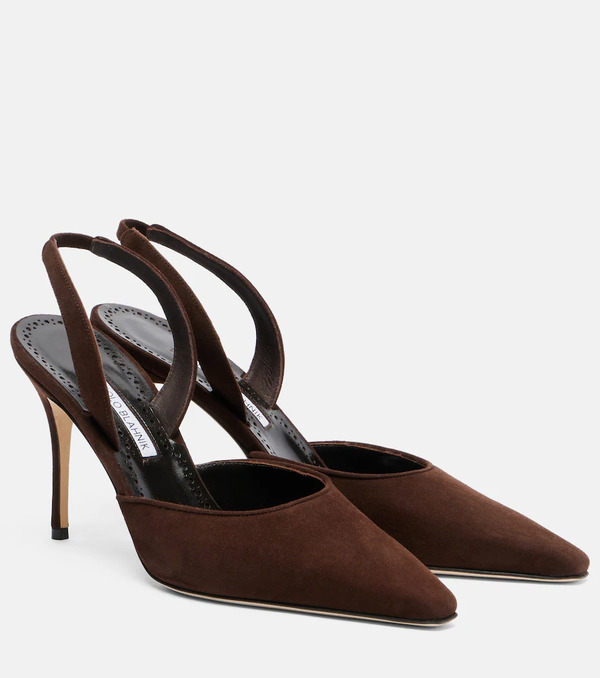  Manolo Blahnik Manolo Blahnik Borelapla Suede Slingback Pumps 
