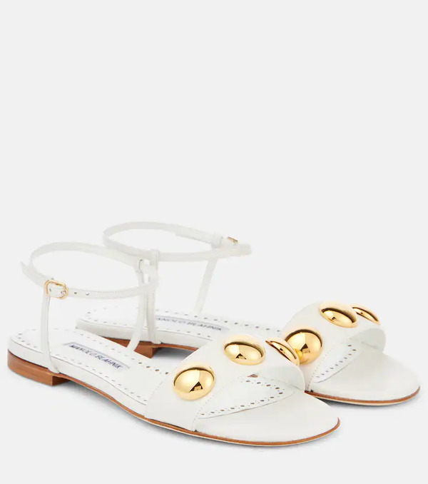  Manolo Blahnik Manolo Blahnik Chaouhen Embellished Leather Sandals 