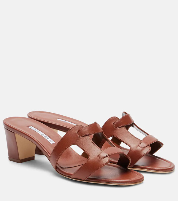  Manolo Blahnik Manolo Blahnik Grellanu 50 Leather Mules 