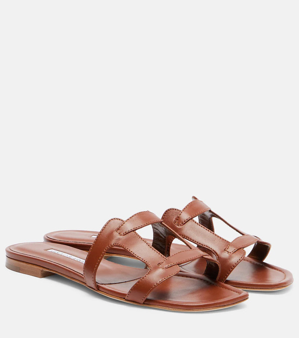  Manolo Blahnik Manolo Blahnik Grellanuflat Leather Sandals 