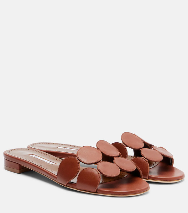  Manolo Blahnik Manolo Blahnik Haribalmuflat Leather Slides 