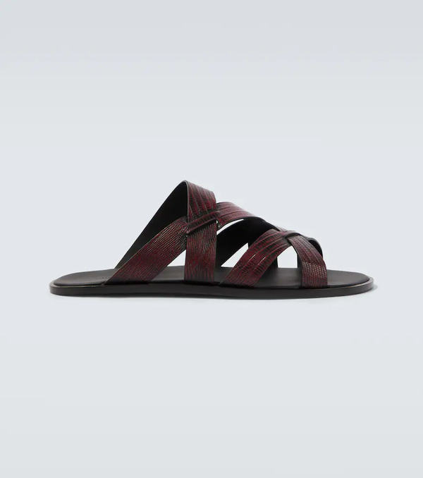  Manolo Blahnik Manolo Blahnik Marvin Croc-effect Leather Slides 