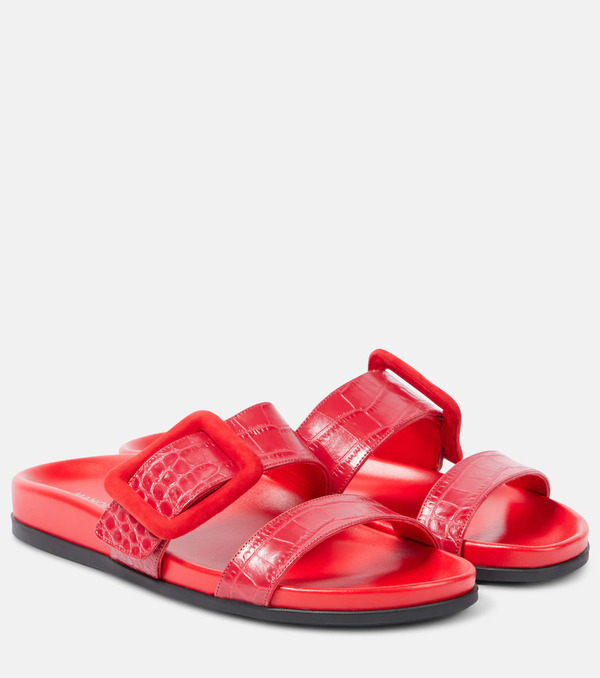  Manolo Blahnik Manolo Blahnik Mayfu Croc-effect Leather Sandals 