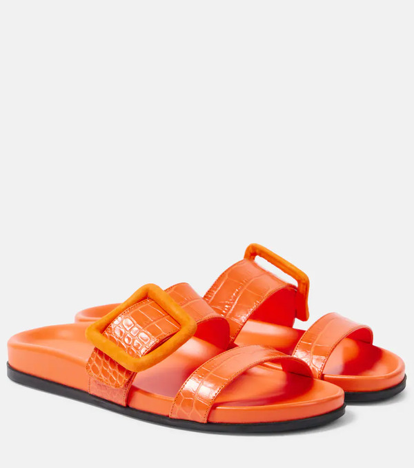  Manolo Blahnik Manolo Blahnik Mayfu Leather Slides 