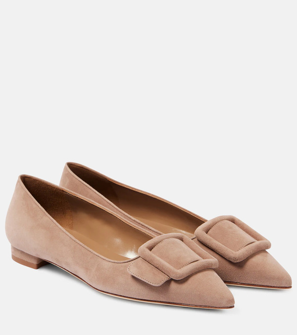  Manolo Blahnik Manolo Blahnik Maysalepumpflat Suede Ballet Flats 