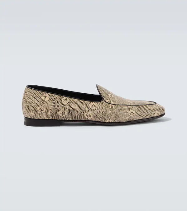  Manolo Blahnik Manolo Blahnik Modena Snake-effect Leather Loafers 