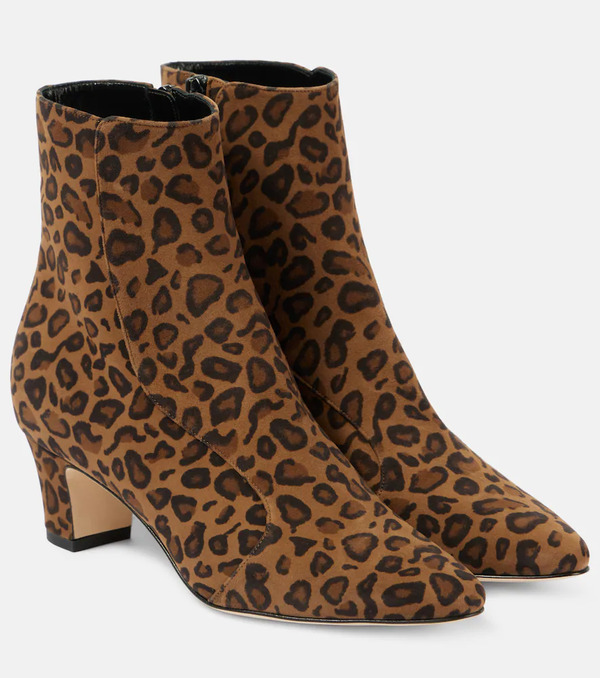  Manolo Blahnik Manolo Blahnik Myconia 50 Leopard-print Suede Ankle Boots 