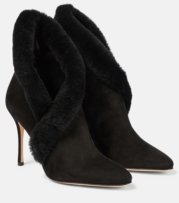  Manolo Blahnik Manolo Blahnik Nestanu 105 Suede Ankle Boots 