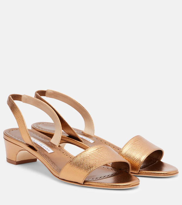  Manolo Blahnik Manolo Blahnik Patopia Leather Slingback Sandals 