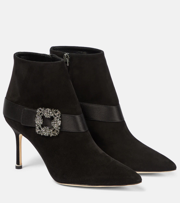  Manolo Blahnik Manolo Blahnik Plinianu Embellished Suede Ankle Boots 