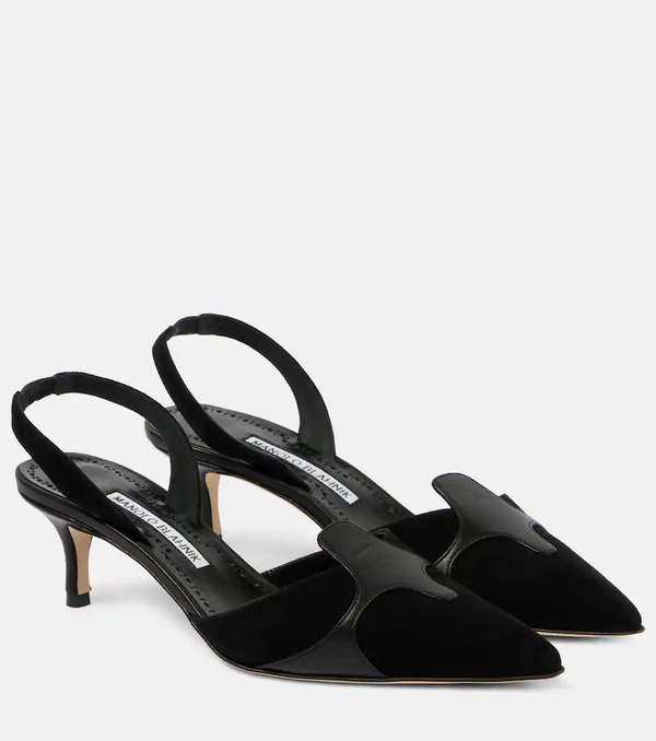  Manolo Blahnik Manolo Blahnik Poligleto 50 Suede Slingback Pumps 
