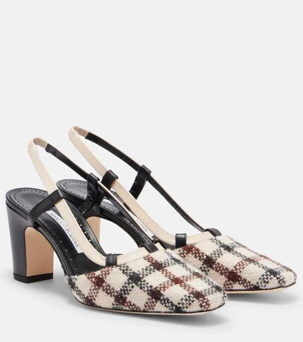  Manolo Blahnik Manolo Blahnik Vestal Checked Slingback Pumps 