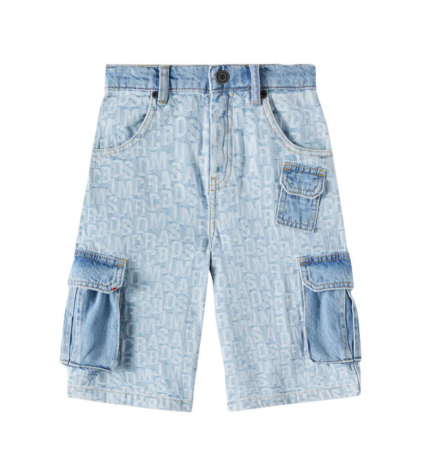  Marc Jacobs Kids Marc Jacobs Kids Logo Denim Cargo Shorts 