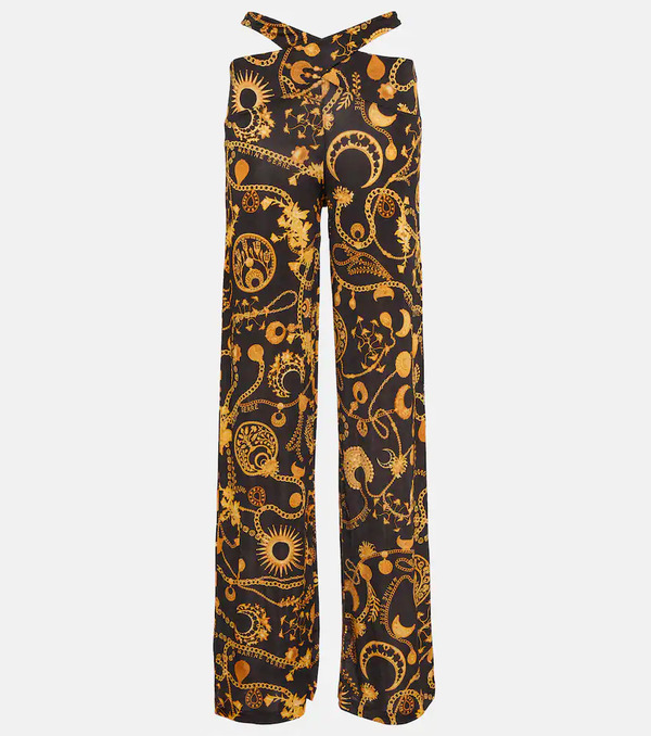  Marine Serre Marine Serre Cutout Printed Wide-leg Pants 