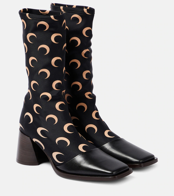  Marine Serre Marine Serre Printed Leather-trimmed Sock Boots 