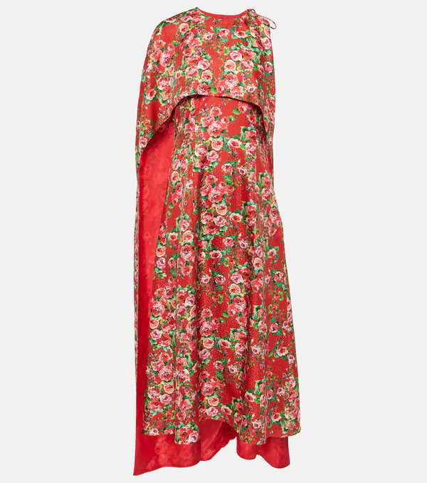  Markarian Markarian Caped Silk Midi Dress 