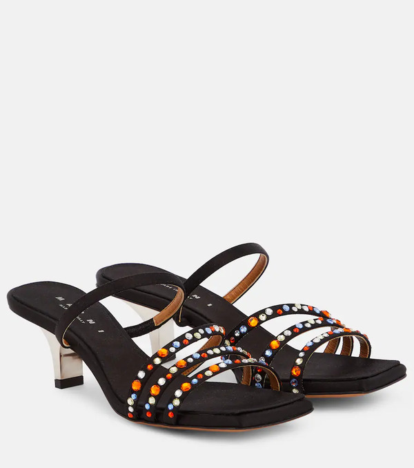  Marni Marni Melrose Crystal-embellished Satin Mules 