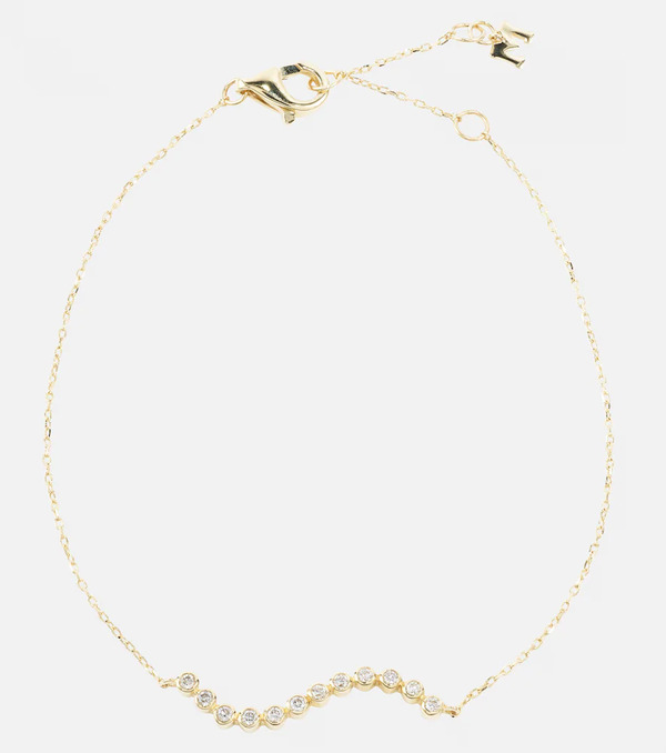  Mateo Mateo 14kt Gold Wave Bracelet With Diamonds 