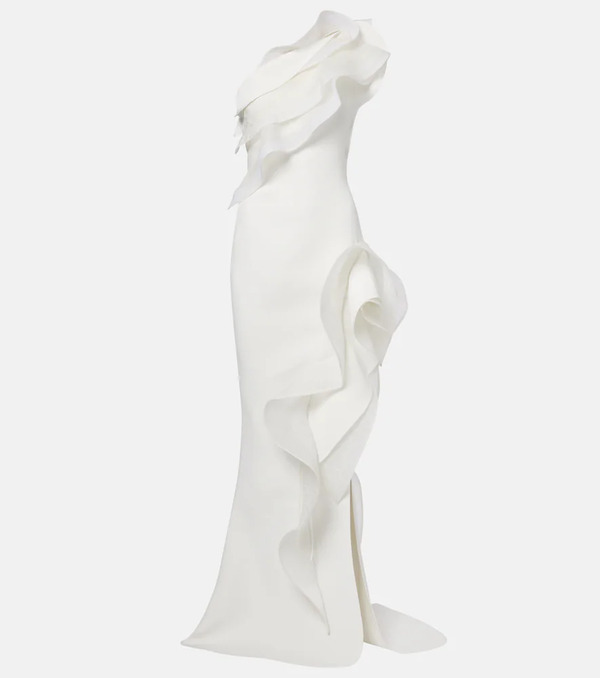  Maticevski Maticevski Excitement Ruffled One-shoulder Gown 