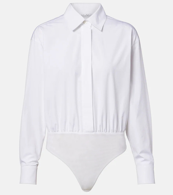  Max Mara Max Mara Aere Cotton Poplin And Tulle Bodysuit 