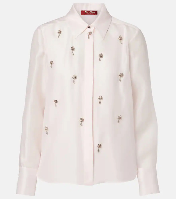  Max Mara Max Mara Agi Crystal-embellished Silk Shirt 
