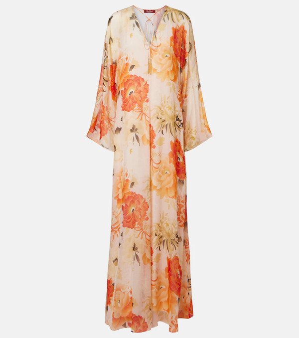 Max Mara Max Mara Angus Floral Silk Chiffon Maxi Dress 