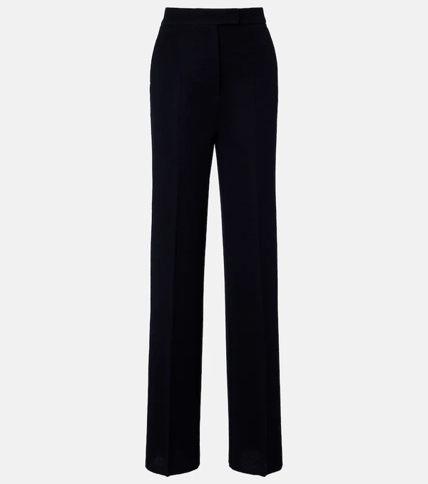  Max Mara Max Mara Attinia Virgin Wool Pique Wide-leg Pants 