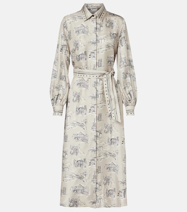  Max Mara Max Mara Carbone Printed Silk Midi Dress 