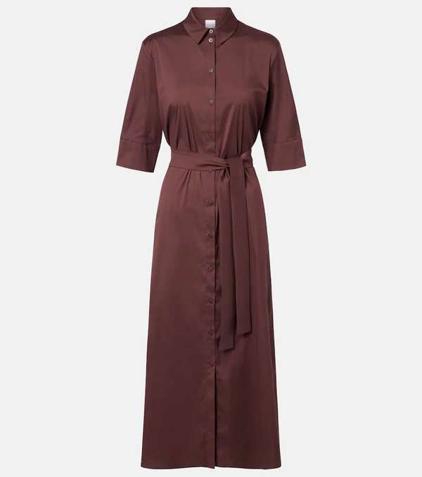  Max Mara Max Mara Cognac Cotton-blend Midi Dress 
