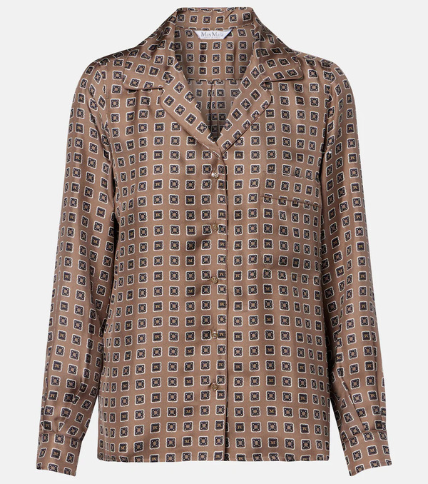  Max Mara Max Mara Disco Printed Silk Twill Shirt 