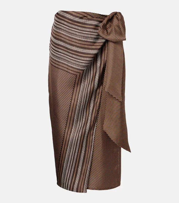  Max Mara Max Mara Edro Striped Silk Wrap Skirt 